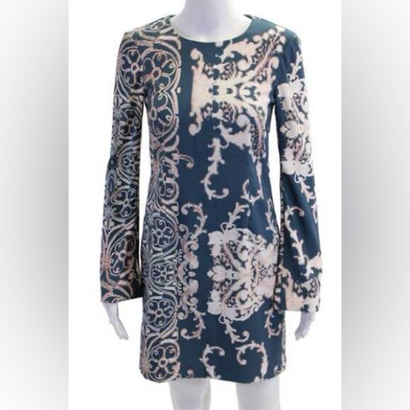 Nanette Lepore Teal and Pink Paisley Patterned Dress Sz 12 - Picture 10 of 10